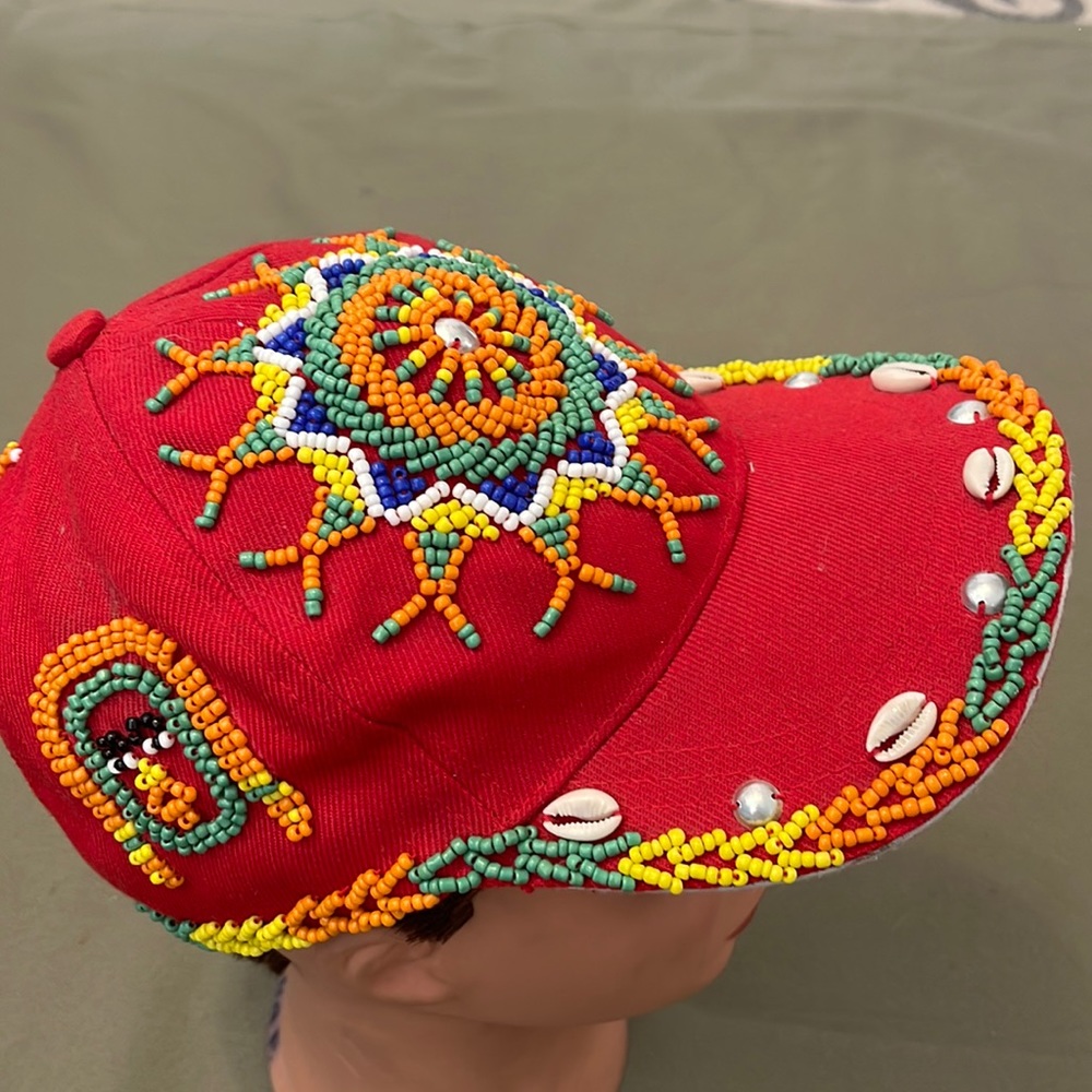 LOVELY  multi color beaded Hat/cap (youth size)